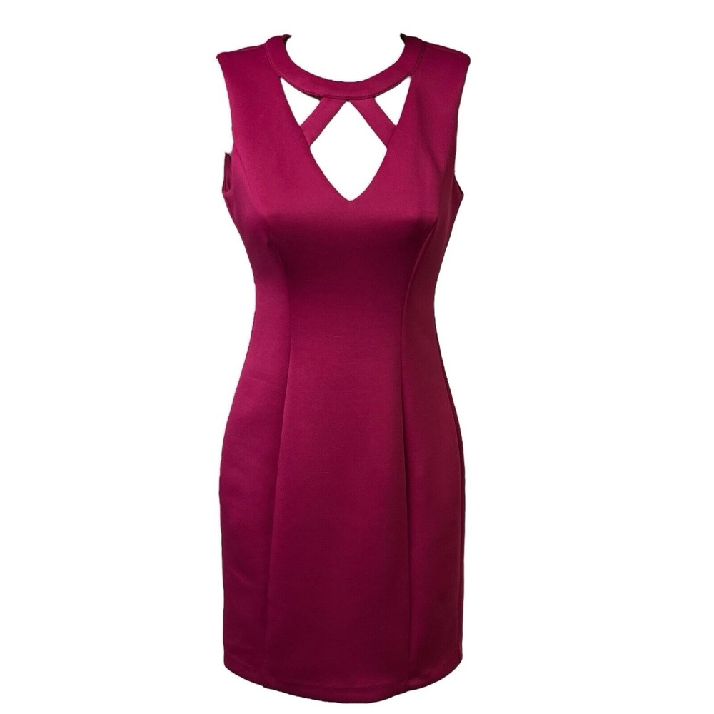 GUESS Los Angeles Dress Size 0 Berry Cocktail‎ Bodycon Sleeveless V Neck Stretch - Picture 2 of 14